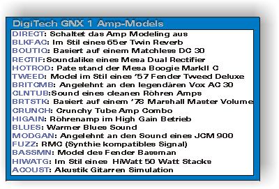 Die verschiedenen Amp-Models